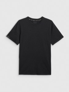 4F T-shirt regular gładki męski - czarny S