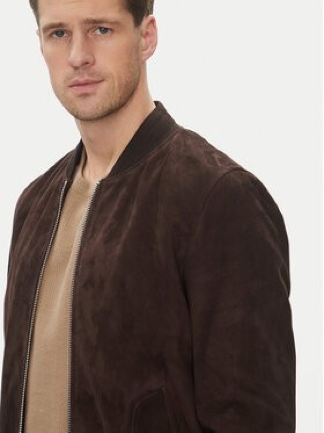 Serge Pariente Kurtka skórzana M888 Brązowy Regular Fit