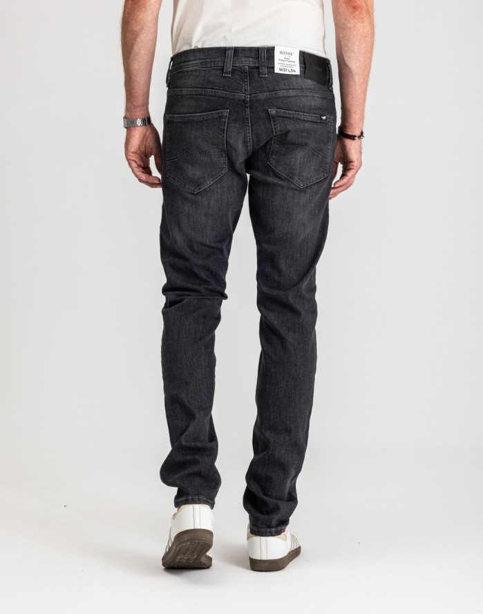 Męskie Spodnie Jeansowe Mustang Style Oregon Tapered Denim Black 1017124 4000 800