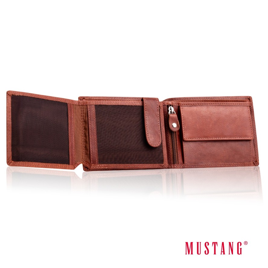 MUSTANG Denimo Wallet Side Opening SKÓRZANY PORTFEL POJEMNY NA KARTY PREMIUM