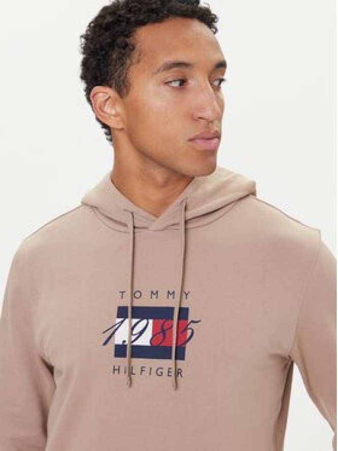 Tommy Hilfiger Bluza Linear Flag MW0MW41332 Beżowy Regular Fit