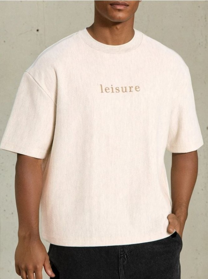 Bluza z krótkim rękawem - kremowy