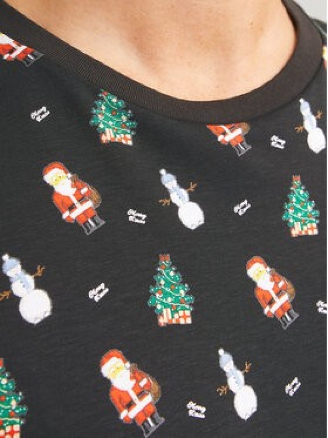Jack & Jones T-Shirt Xmas Merry 12265399 Czarny Standard Fit