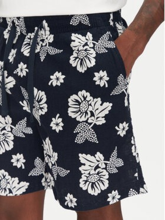 Tommy Jeans Szorty materiałowe Slub Aop Beach DM0DM21947 Granatowy Regular Fit