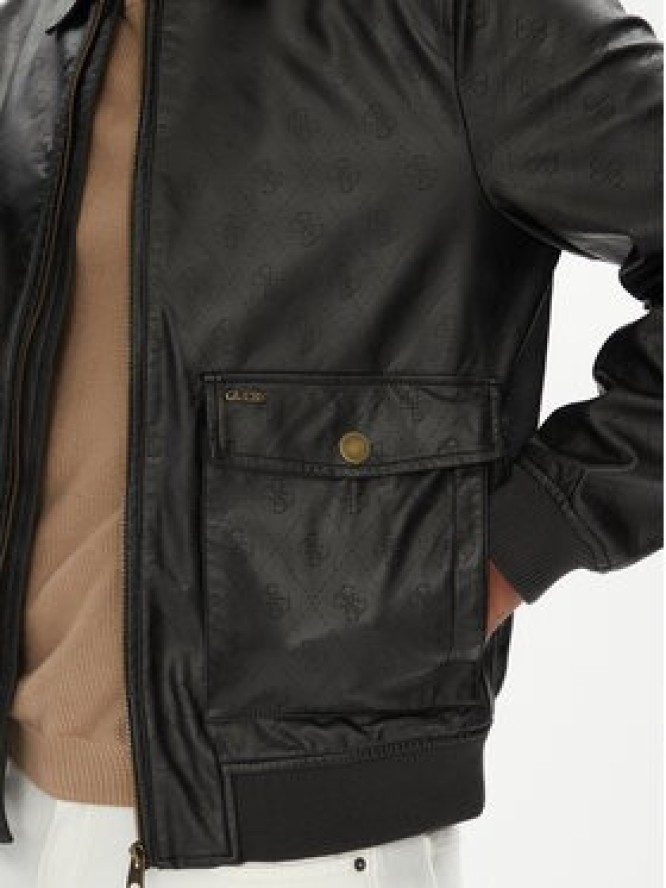 Guess Kurtka z imitacji skóry M5YL01 WGUC0 Czarny Regular Fit