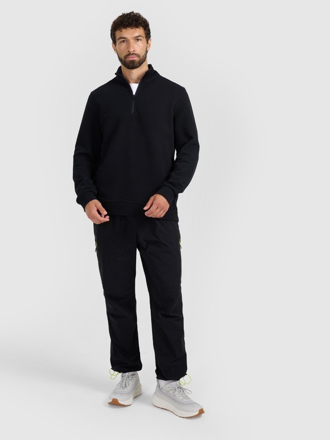 4F Bluza dresowa z dzianiny waflowej męska - czarna S