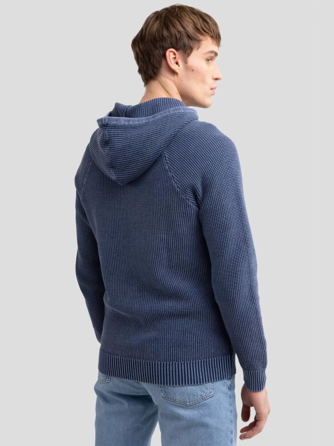 Sweter męski z kapturem granatowy Carlson 403