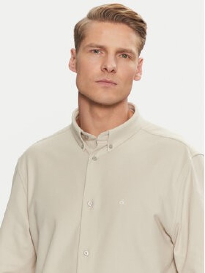 Calvin Klein Koszula Pique Jersey Shirt K10K113311 Beżowy Regular Fit