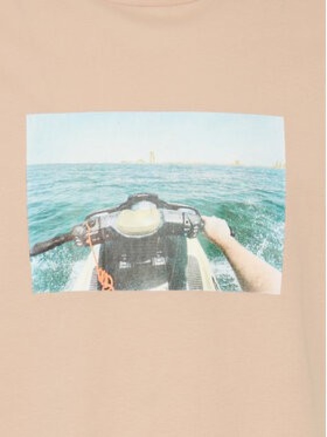 Solid T-Shirt 21108237 Beżowy Regular Fit