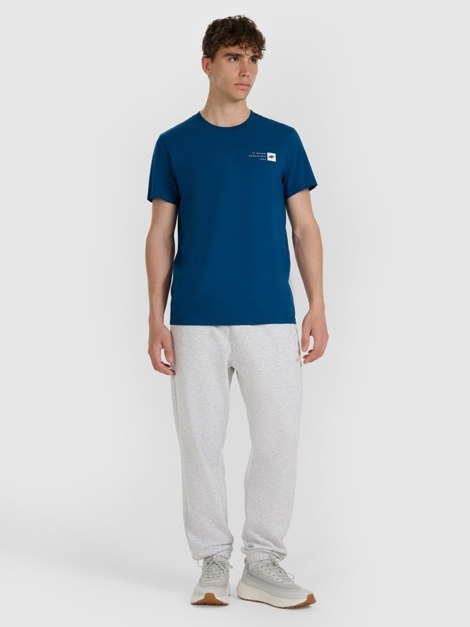 4F T-shirt regular z nadrukiem męski - turkusowy S