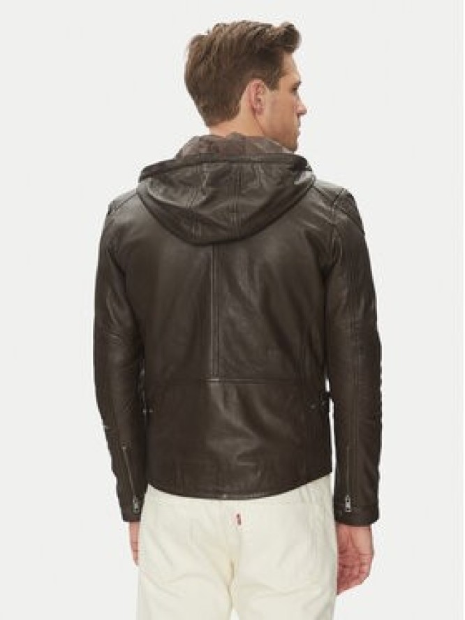 Serge Pariente Kurtka skórzana Ondo Brązowy Regular Fit