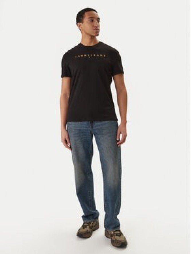Tommy Jeans T-Shirt Linear Logo DM0DM20744 Czarny Regular Fit