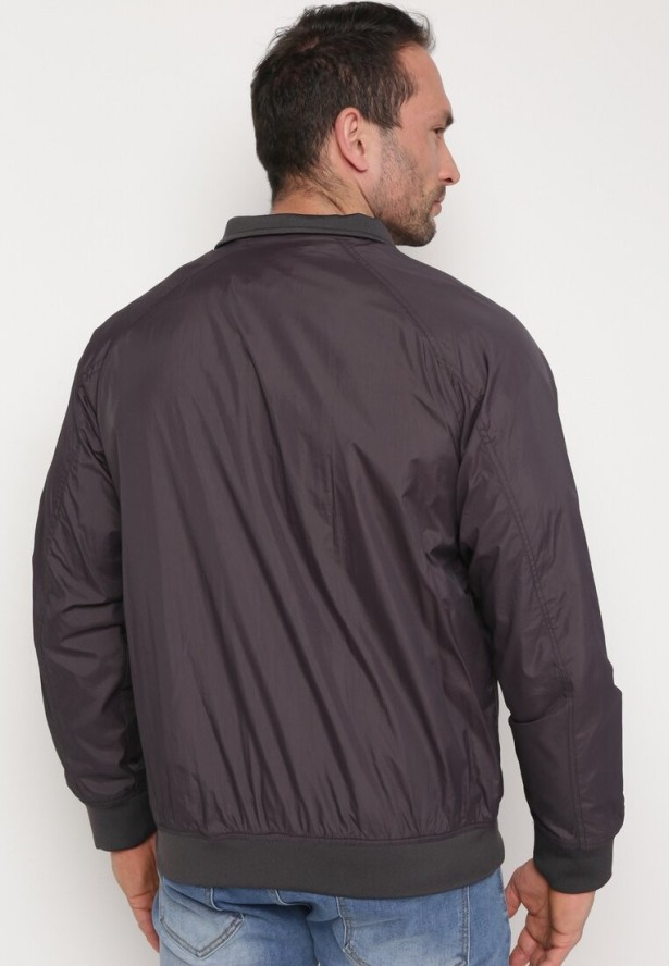 Ciemnoszara Kurtka Typu Wiatrówka z Kieszeniami na Suwaki Nollafa