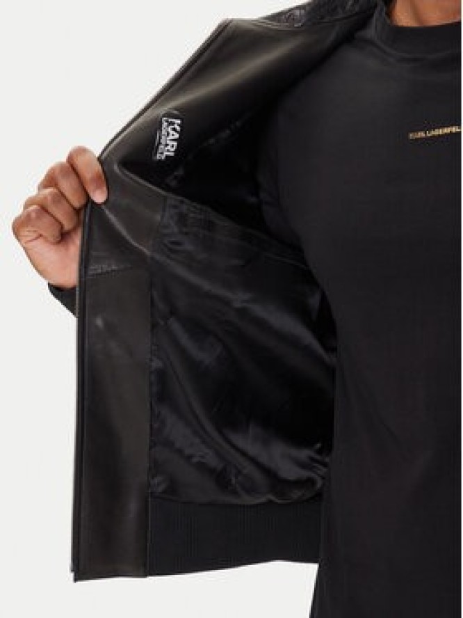 KARL LAGERFELD Kurtka skórzana 555000 554400 Czarny Regular Fit