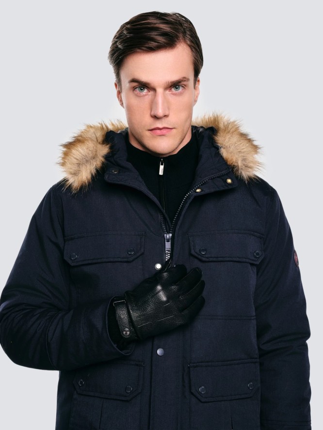 Rękawiczki męskie skórzane czarne Valery 906