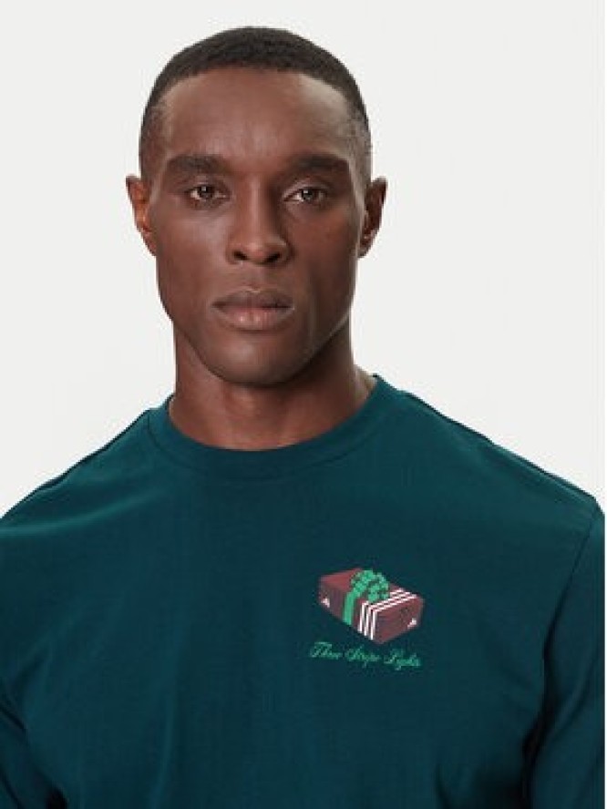 adidas T-Shirt 3-Stripes Lights Giftbox Graphic JN2498 Zielony Regular Fit