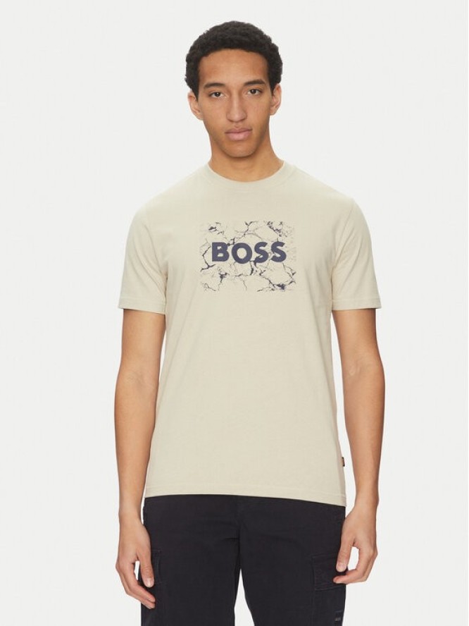 BOSS T-Shirt Logo Space 50539186 Beżowy Regular Fit