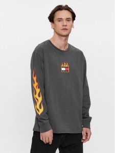 Tommy Jeans Longsleeve Burning Badge DM0DM17741 Szary Relaxed Fit