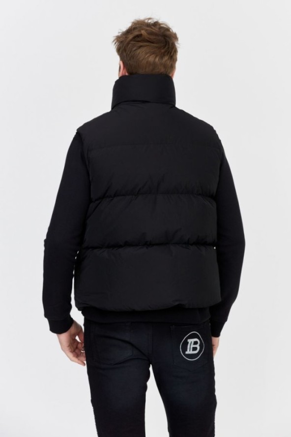 DSQUARED2 Czarny męski puchowy bezrękawnik z dużym logo, Rozmiar 52