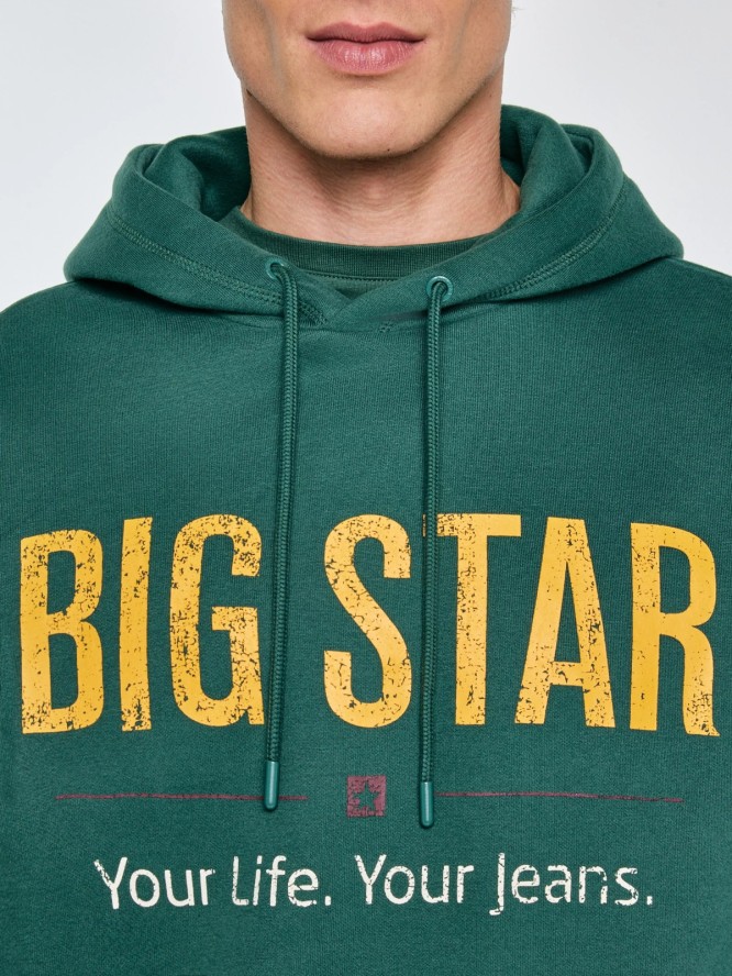 Bluza męska z kapturem z logo BIG STAR zielona Ashlyno 304
