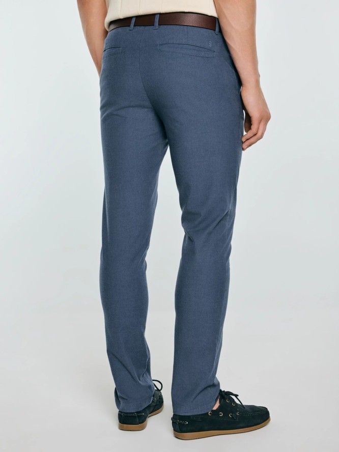 Spodnie męskie chinosy w drobny wzorek niebieskie Erhati 401