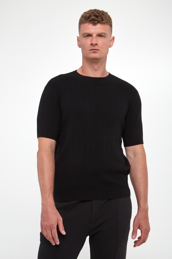 T-shirt męski dzianinowy z kaszmirem EMPORIO ARMANI