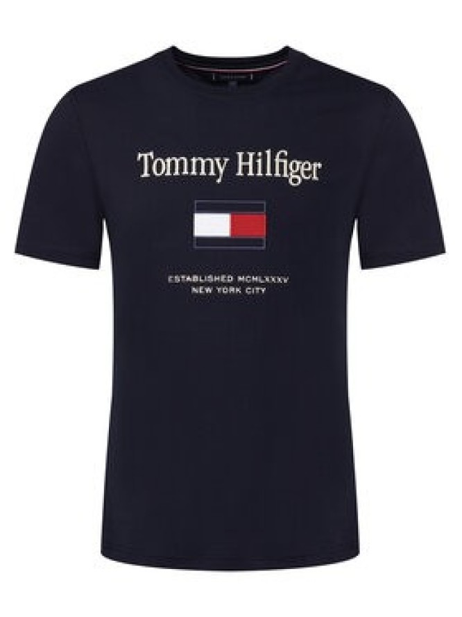 Tommy Hilfiger T-Shirt Embro Flag MW0MW42736 Granatowy Regular Fit