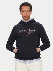 Tommy Hilfiger Bluza Center Stack MW0MW38672 Granatowy Regular Fit