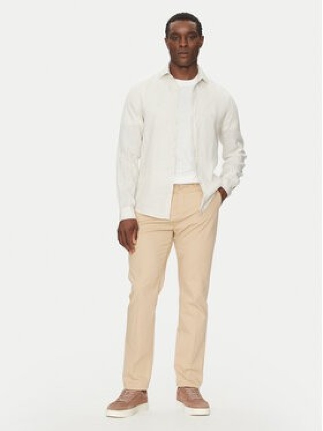 Calvin Klein Jeans Koszula Linen Stripe Slim Shirt K10K109332 Beżowy Regular Fit