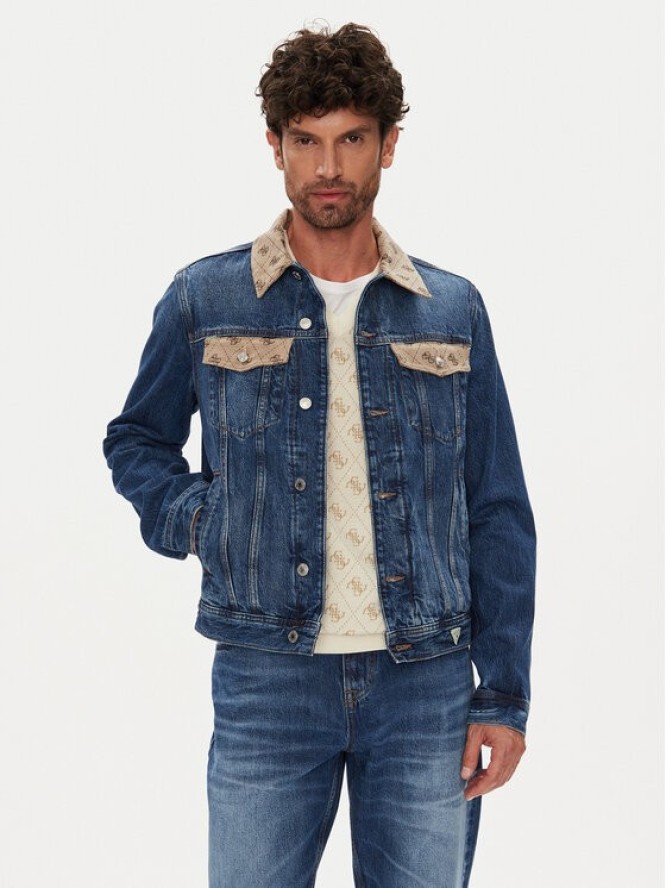 Guess Kurtka jeansowa M5YXN1 D5KT3 Granatowy Regular Fit