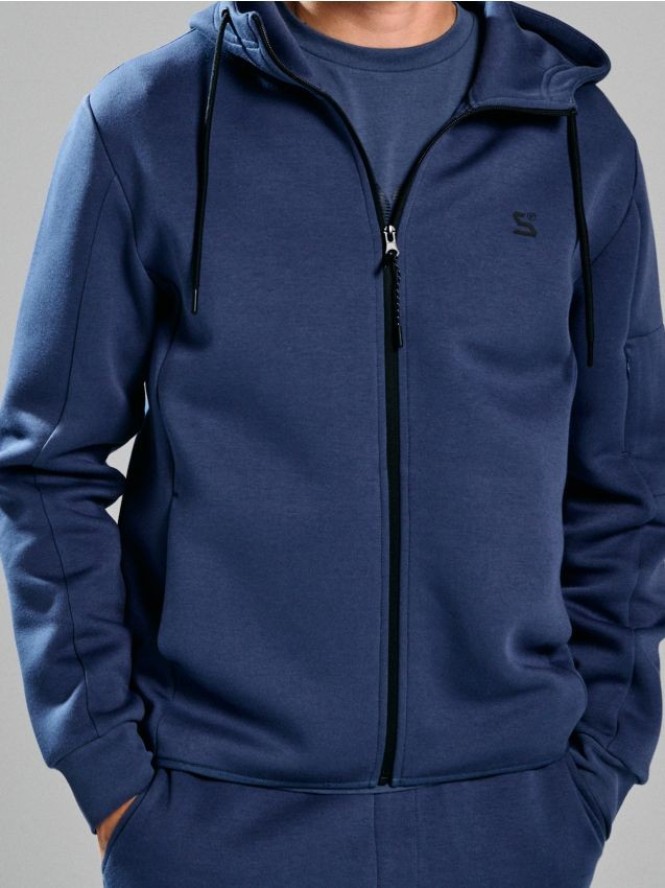 Rozpinana bluza z kapturem - niebieski