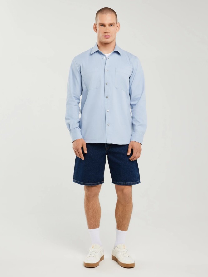 Koszula męska typu worker niebieska Gowis 401