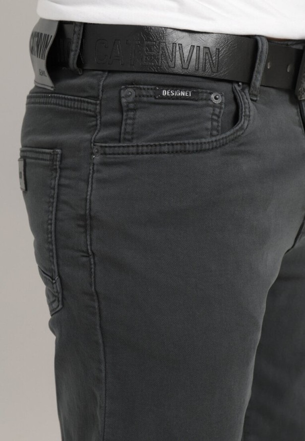 Ciemnoszare Bawełniane Szorty z Wywiniętymi Nogawkami i Paskiem z Ekoskóry Zapinane na Suwak Wannesia