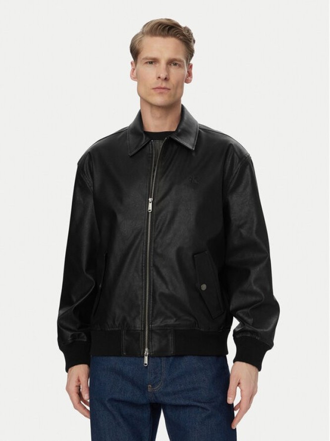 Calvin Klein Jeans Kurtka z imitacji skóry LV04RF403G Czarny Relaxed Fit