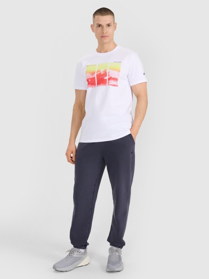 4F T-shirt regular z nadrukiem męski - biały XL