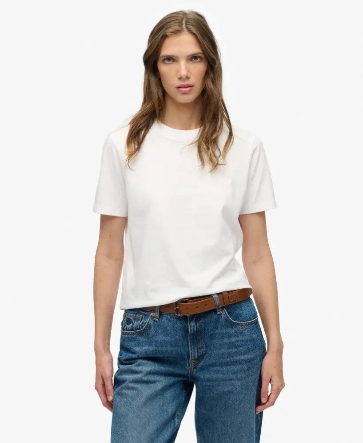 superdry Koszulka Essential Logo haftowana z bawełny organicznej – OPTIC