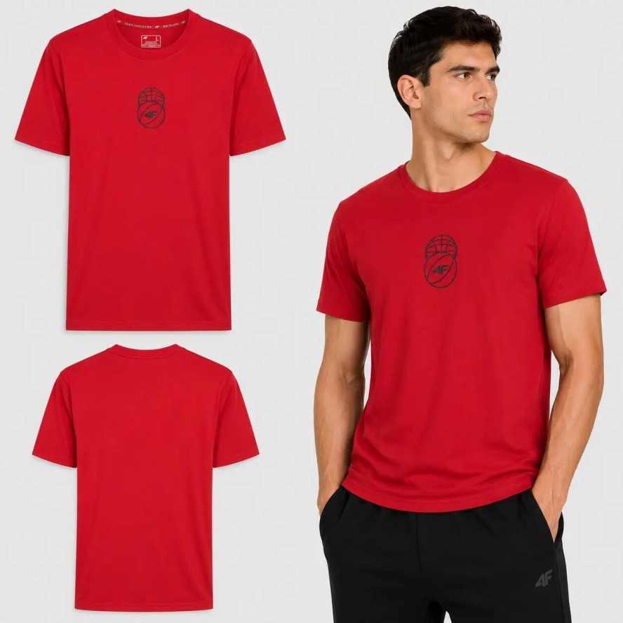 T-SHIRT MĘSKI 4F KOSZULKA SPORTOWA Z NADRUKIEM 1 BAWEŁNA M3328 SS26