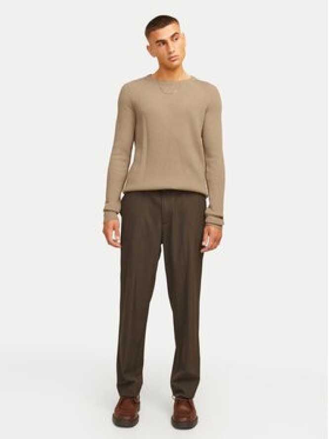 Jack & Jones Sweter Pannel 12258471 Beżowy Regular Fit