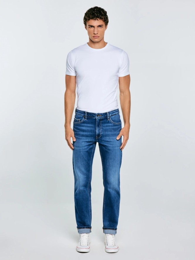 Jeansy męskie z prostą nogawką niebieskie Colt 480