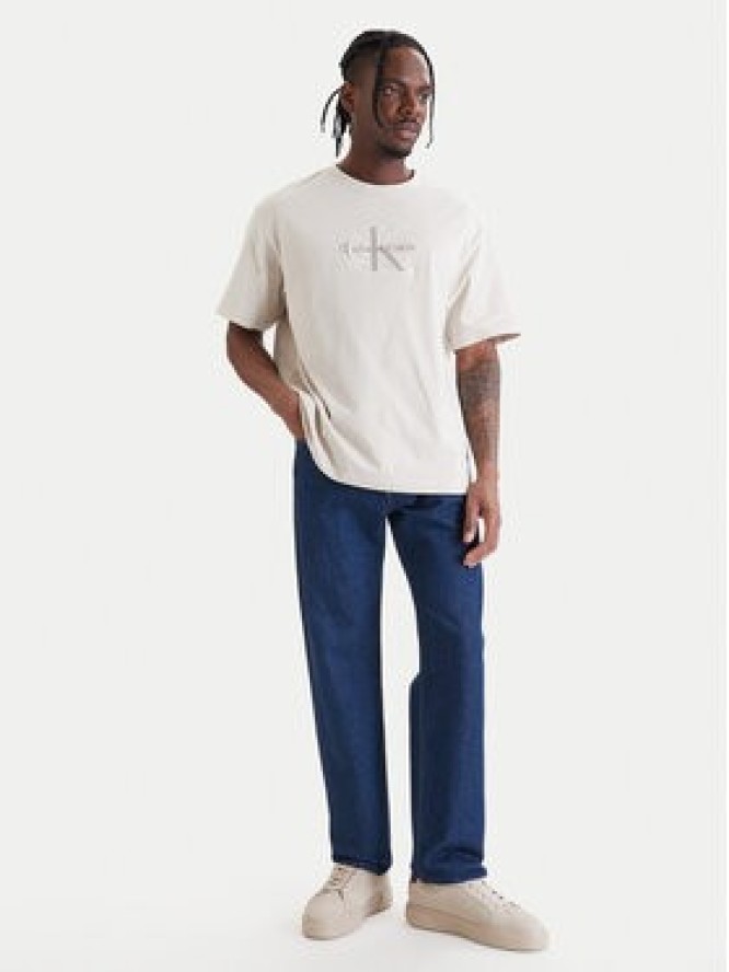 Calvin Klein Jeans T-Shirt LV04RF819G Beżowy Regular Fit