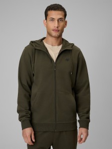 4F Bluza dresowa regular z kapturem męska - khaki XL