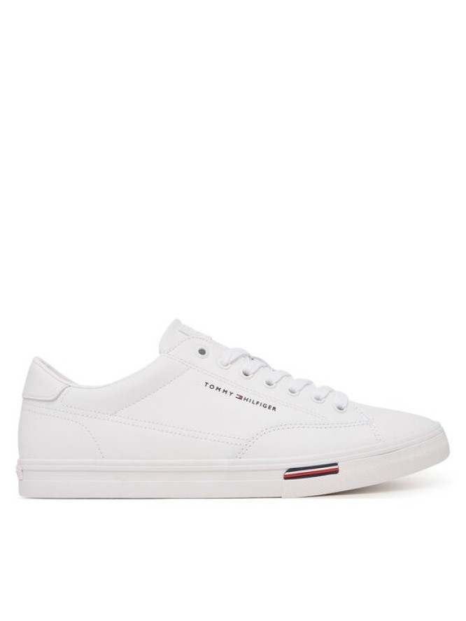 Tommy Hilfiger Sneakersy Signature Midsole Lace-Up Trainers With Leather FM0FM05814 Biały