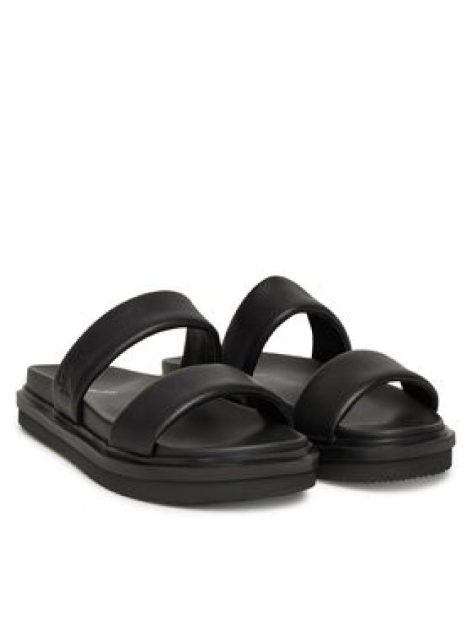 Calvin Klein Jeans Klapki Flat Molded Doublebar Sandal Lth YM0YM01226 Czarny