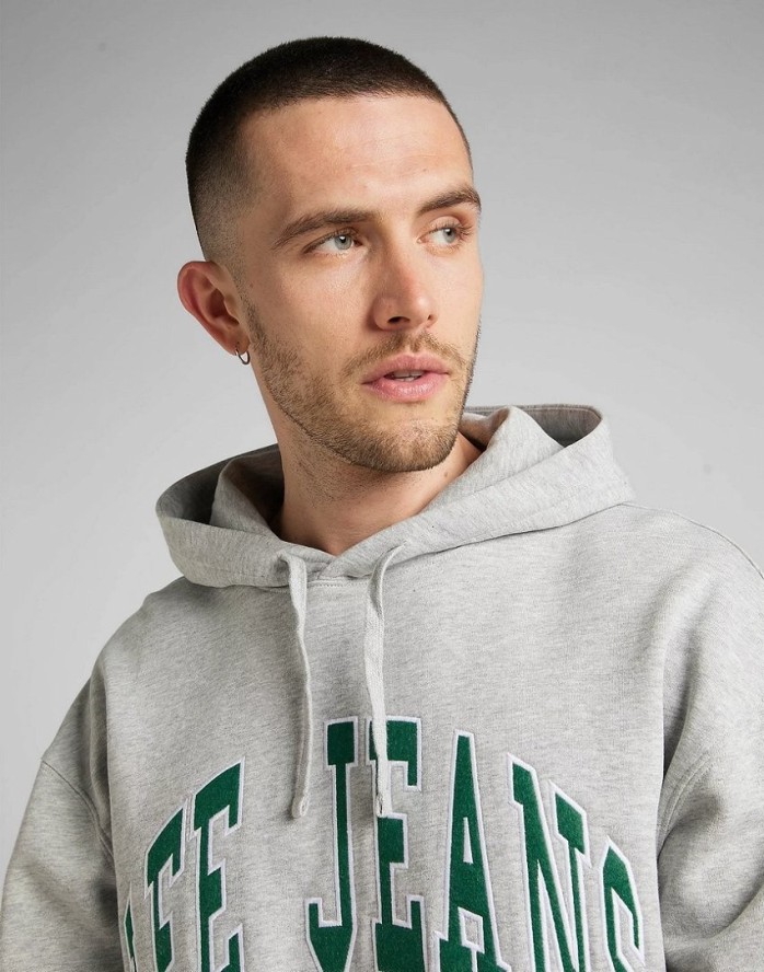 LEE HOODIE SEASONAL MĘSKA BLUZA KLASYCZNA Z KAPTUREM LOGO GREY MELE L84JRYMP 112322632