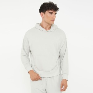Szara Bluza Unisex z Kapturem F BOXY