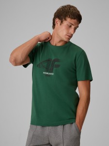 4F T-shirt regular z nadrukiem męski - zielony XXL
