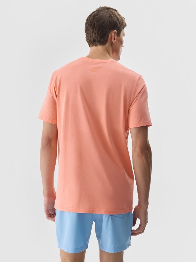 4F T-shirt z nadrukiem męski - pomarańczowy S