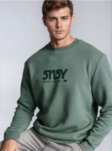 Bluza crewneck z napisem - zielony