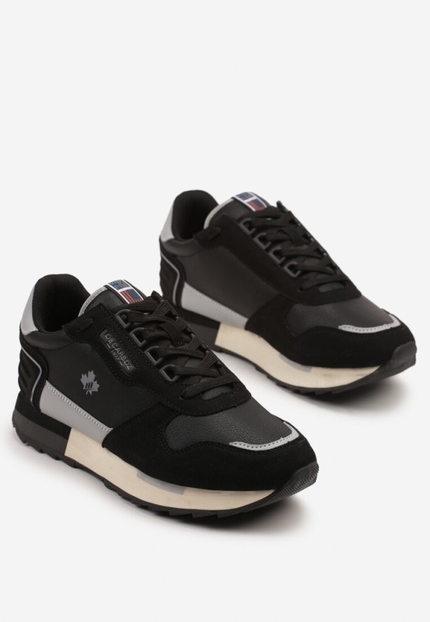 Czarne Buty Sportowe Sneakersy z Ozdobnymi Wstawkami Vevilira