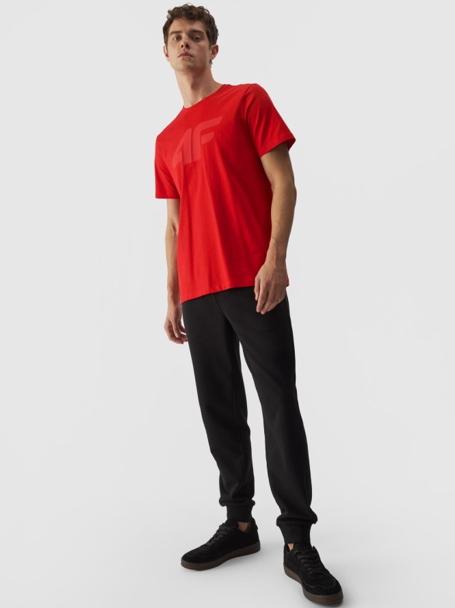4F T-shirt regular z nadrukiem męski - czerwony XXL